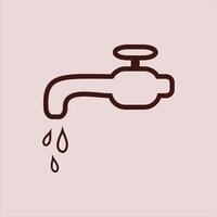 Dripping tap with drop line icon for web, mobile and infographics. vector