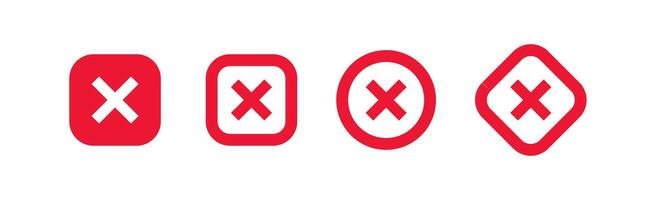 Cancel icon. Cross button. No, delete, x, close, wrong signs. vector