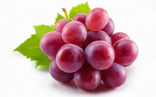 Cluster of Red Grapes with Leaves photo
