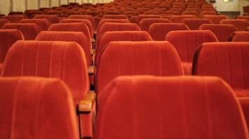 row of empty spectator chairs in the empty auditorium Minsk Concert Hall Belarus video