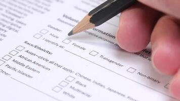 Filling out the gender selection item in the form. Transgender checkbox video