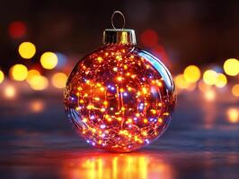 A christmas ball with lights on it photo