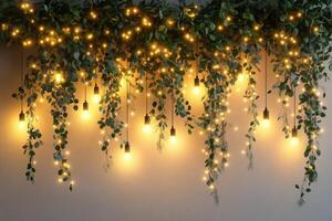 A hanging light fixture with lights on it photo
