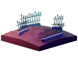 A 3d rendering of a fence with a fence post png