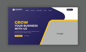 Digital marketing landing page hero section UI design or Digital agency website homepage, website banner design vector
