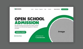 School admission landing page hero section UI design, Education website homepage, and web banner template vector