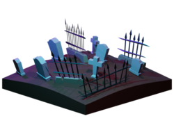 A 3d model of a graveyard with a fence and a fence png
