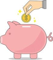 Saving Money In Piggy Bank vector