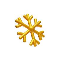 3d render gold snowflake left side. Three-dimensional Merry Christmas decoration. illustration for New Year holiday. Realistic ice weather crystal flake shape. Snow symbol - metallic element vector