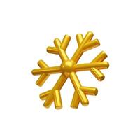 3d render gold snowflake right side. Three-dimensional Merry Christmas decoration. illustration for New Year holiday. Realistic ice weather crystal flake shape. Snow symbol - metallic element vector