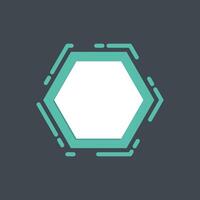 green hexagon modern frame in flat design. vector
