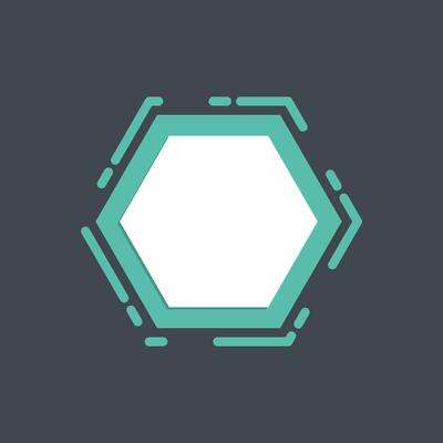 green hexagon modern frame in flat design.