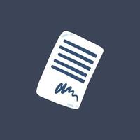 document with signature in flat design. vector