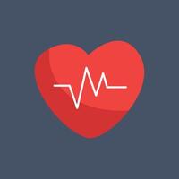 heart beat sign in flat design. vector
