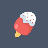 red ice cream with vanilla flavor in flat vectordesign. vector