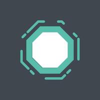 green octagon modern frame in flat design vector