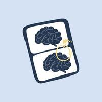 brain scanner paper in flat design. vector