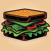 Sandwich with cheese lettuce and tomato Concept Isolated design illustration for food concept on a white background vector