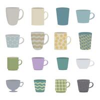 set collection of cups with different shapes vector