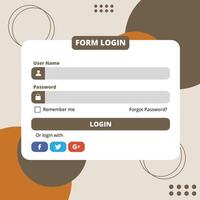 login form template with abstract and modern background vector