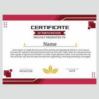 Millennial certificate template in modern red color vector