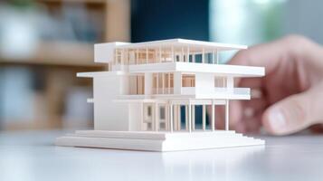 Architects and engineers craft stunning D and 3D construction models, transforming dreams into reality amidst a clean backdrop. photo