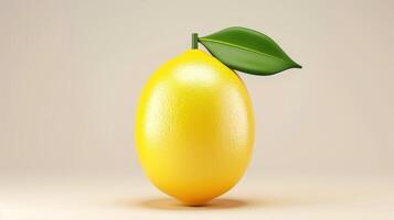 A bright, vibrant 3D lemon icon, perfectly isolated on a clean, minimalist background, ideal for fresh designs. photo