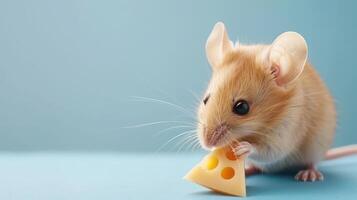 A cute mouse with a piece of cheese, perfectly isolated on a clean white background, ready to capture hearts photo