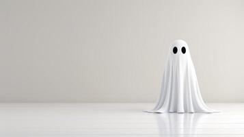 A spooky ghost illustration perfect for Halloween, featuring a cute, playful design on a clean white background. photo