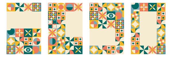 Set of vertical templates with abstraction in retro style vector