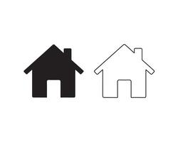 Simple home icon with fine lines on a white canvas vector