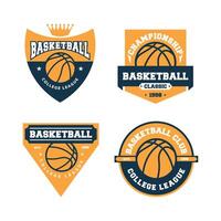 flat design of basketball set logo vector