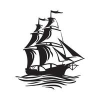 Sailing Ship Silhouette Images, Silhouette old sailing ship Image isolated on white background vector