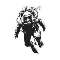 Scuba Diver Illustration Stock Image. silhouette of a Scuba Diver isolated on white background vector
