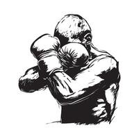 Boxing player in defensive style stock image. Boxing Position Stock Illustrations vector