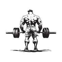 Man lifting weights back view stock image isolated on white background vector