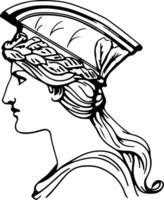 Minerva with Aegis from an Ancient Statue outline vector
