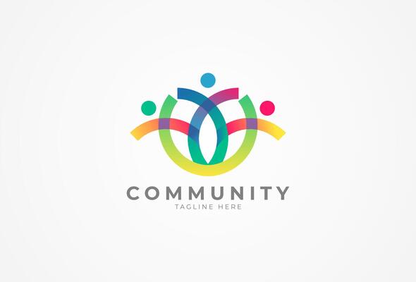 People logo design, Community human Logo with full color gradient style, people logo design template element, illustration