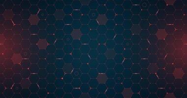 VR HUD futuristic interface hexagons grid. Digital UI screen hexagonal mesh pattern. GUI hi tech visor backdrop design. Spaceship head up display red hex lines on dark background. FUI Sci Fi dashboard vector
