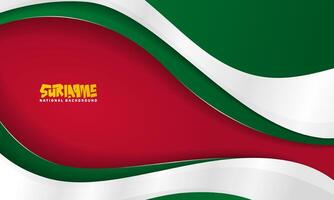 Red white green background with waving white shape on green design in red background. Suriname independence day template. suriname national background vector