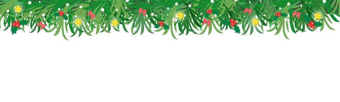 Christmas border with fir branches and pine cones frame vector