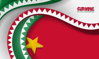 Suriname independence day background with waving ethnic shapes on red background. suriname national background design vector