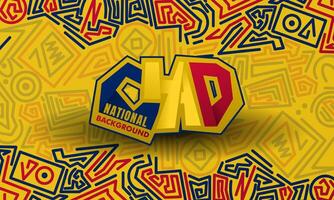 Chad national background for chad independence day campaign with abstract red and blue lines in yellow background. vector
