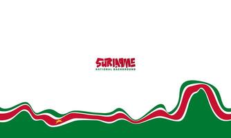 white background with waving green and red flag in irregular wave. suriname independence day template design. suriname national background vector