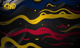 Chad national background with Waving flat smoke in blue yellow and red design. Chad independence day template design vector