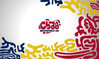Chad independence day background design with abstract hand drawn lines in blue yellow red ethnic style. Chad national background design vector