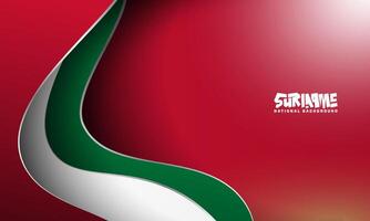 suriname background with waving red white and green on red background. suriname independence day template. suriname national background vector