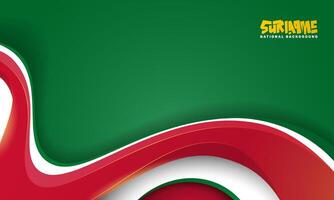 Green and red background with waving red shape in simple 3d style on white shape. Suriname independence day template. suriname national background vector