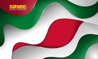 red green and white background with waving shapes and shadow design. suriname independence day template. suriname national background design vector