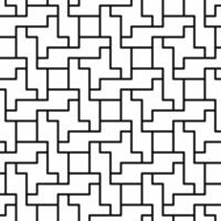 Seamless abstract geometric pattern with black lines interlocking and forming a maze on a white background. Suitable for various creative projects or decorative elements. vector